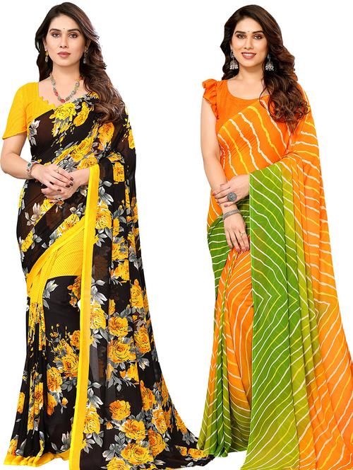  women pack of 2 casual wear combo sarees - 21441532 - Very Small Image - 1