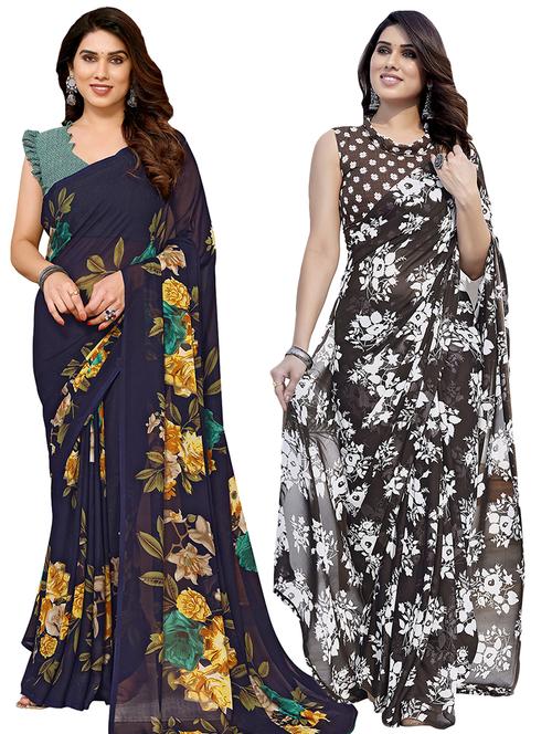 pack of 2 printed casual wear sarees - 21441533 - Very Small Image - 1