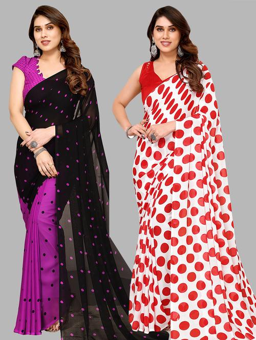 pack of 2 casual wear combo sarees with blouse - 21441535 - Very Small Image - 1