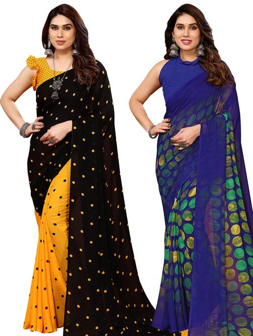  women pack of 2 casual wear combo sarees - 21441538 - Very Small Image - 1