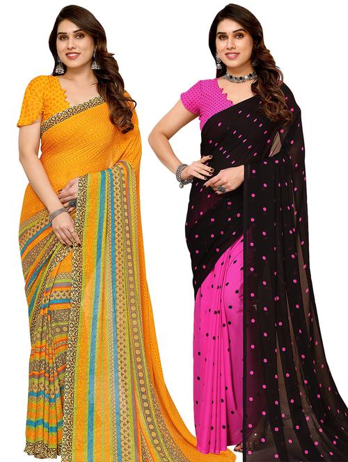 women pack of 2 casual wear combo sarees - 21441539 - Very Small Image - 1