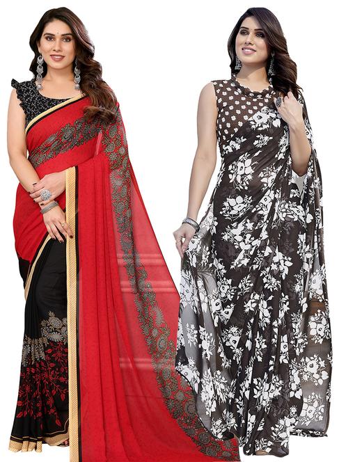  women pack of 2 casual wear combo sarees - 21441547 - Very Small Image - 1