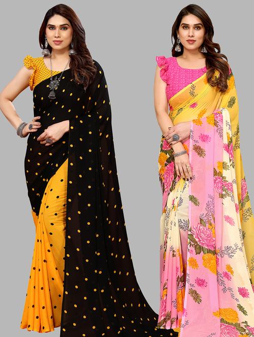 pack of 2 printed casual wear sarees - 21441548 - Very Small Image - 1