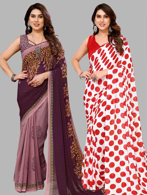 pack of 2 printed casual wear sarees - 21441549 - Very Small Image - 1