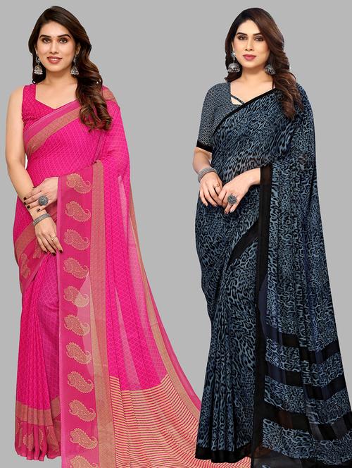 pack of 2 casual wear sarees - 21441553 - Very Small Image - 1