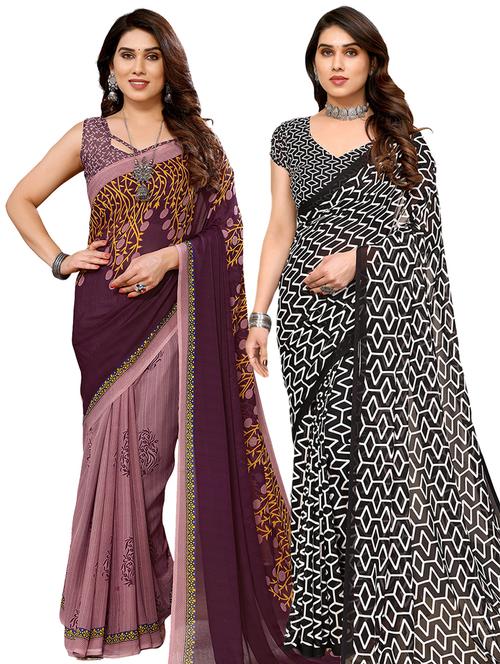  women pack of 2 casual wear combo sarees - 21441560 - Very Small Image - 1