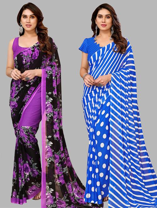 pack of 2 casual wear sarees - 21441561 - Very Small Image - 1