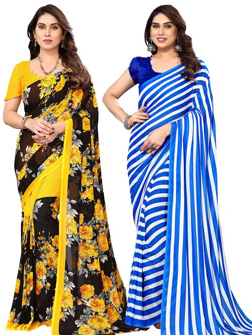  women pack of 2 casual wear combo sarees - 21441562 - Very Small Image - 1