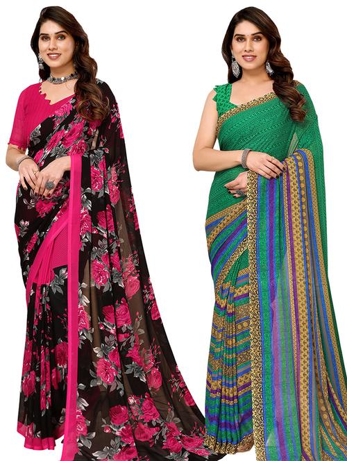  women pack of 2 casual wear combo sarees - 21441564 - Very Small Image - 1
