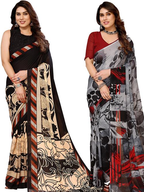  women pack of 2 casual wear combo sarees - 21441569 - Very Small Image - 1
