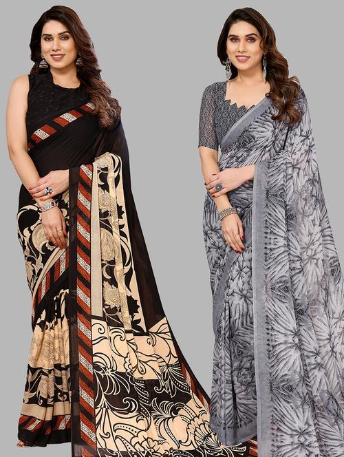 women pack of 2 casual wear combo sarees - 21441571 - Very Small Image - 1