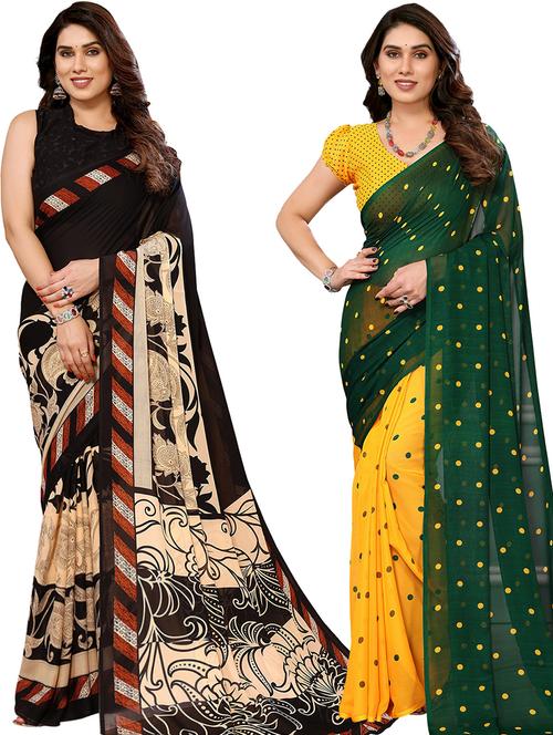  women pack of 2 casual wear combo sarees - 21441572 - Very Small Image - 1