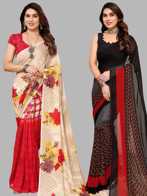 pack of 2 casual wear sarees - 21441574 - Very Small Image - 1
