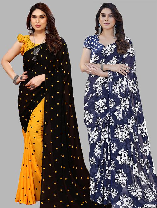pack of 2 printed casual wear sarees - 21441579 - Very Small Image - 1