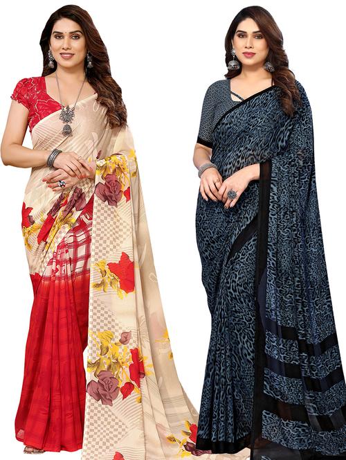 pack of 2 casual wear sarees - 21441580 - Very Small Image - 1