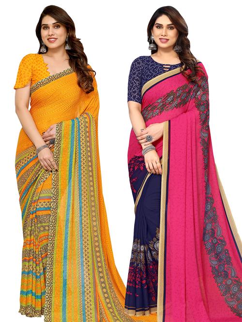  women pack of 2 casual wear combo sarees - 21441581 - Very Small Image - 1