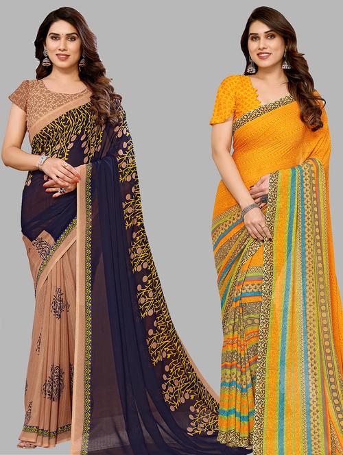  women pack of 2 casual wear combo sarees - 21441585 - Very Small Image - 1