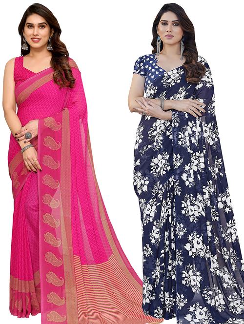 pack of 2 printed casual wear sarees - 21441586 - Very Small Image - 1