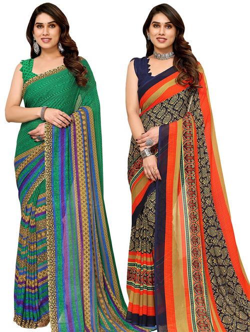 pack of 2 casual wear combo sarees - 21441590 - Very Small Image - 1