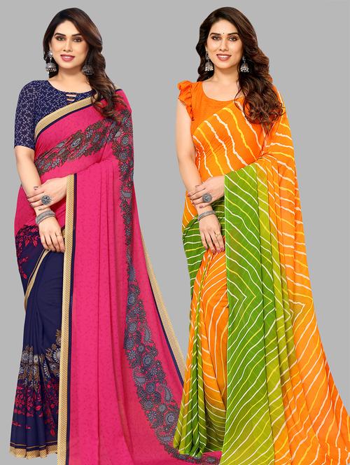 women pack of 2 casual wear combo sarees - 21441593 - Very Small Image - 1