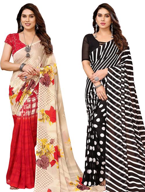  women pack of 2 casual wear combo sarees - 21441596 - Very Small Image - 1