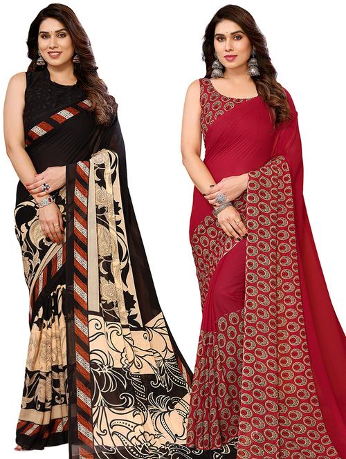  women pack of 2 casual wear combo sarees - 21441600 - Very Small Image - 1