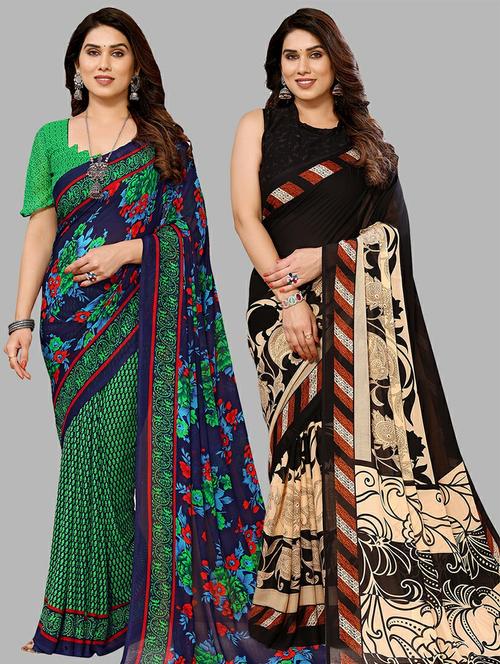 pack of 2 casual wear sarees - 21441602 - Very Small Image - 1