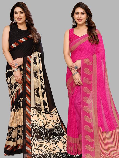 pack of 2 casual wear combo sarees with blouse - 21441603 - Very Small Image - 1