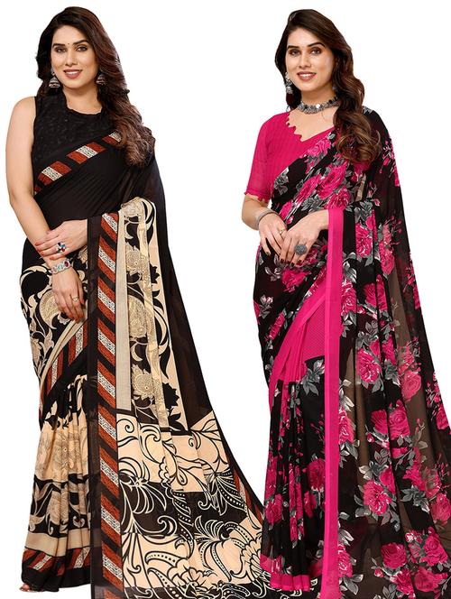  women pack of 2 casual wear combo sarees - 21441605 - Very Small Image - 1