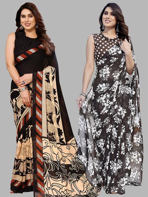  women pack of 2 casual wear combo sarees - 21441608 - Very Small Image - 1