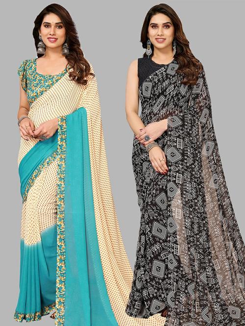  women pack of 2 casual wear combo sarees - 21441610 - Very Small Image - 1
