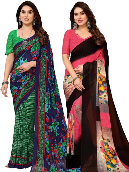  women pack of 2 casual wear combo sarees - 21441612 - Very Small Image - 1