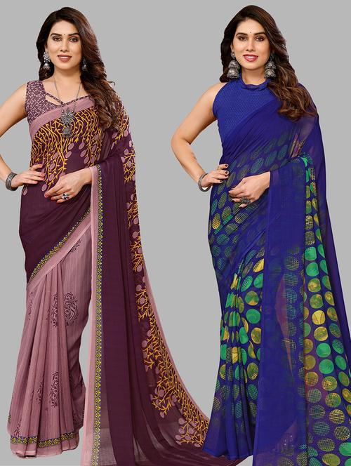 pack of 2 casual wear sarees - 21441614 - Very Small Image - 1