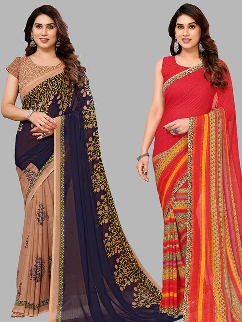  women pack of 2 casual wear combo sarees - 21441617 - Very Small Image - 1