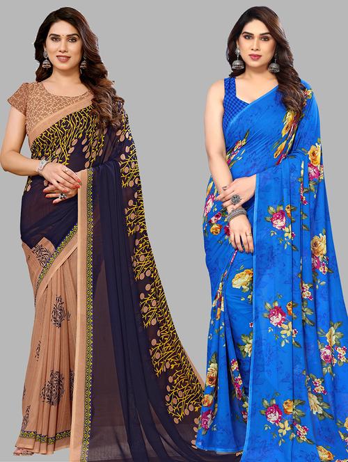  women pack of 2 casual wear combo sarees - 21441618 - Very Small Image - 1