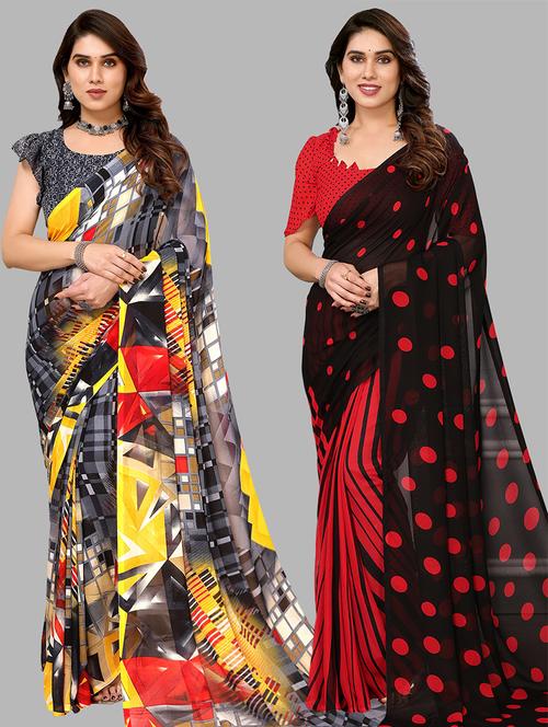  women pack of 2 casual wear combo sarees - 21441622 - Very Small Image - 1
