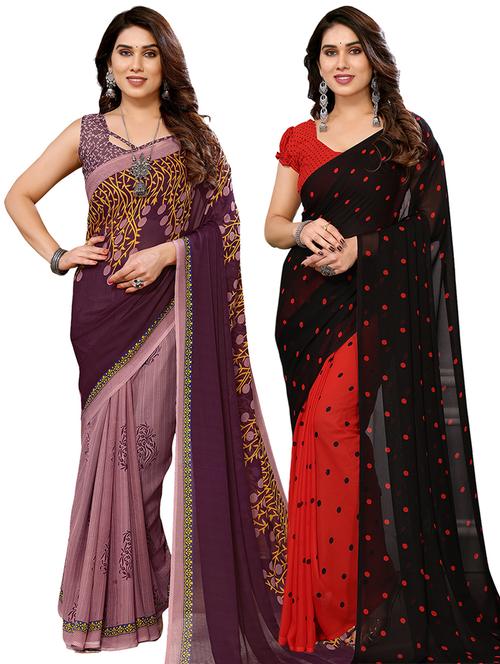 pack of 2 casual wear sarees - 21441625 - Very Small Image - 1