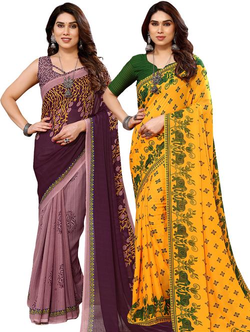  women pack of 2 casual wear combo sarees - 21441626 - Very Small Image - 1