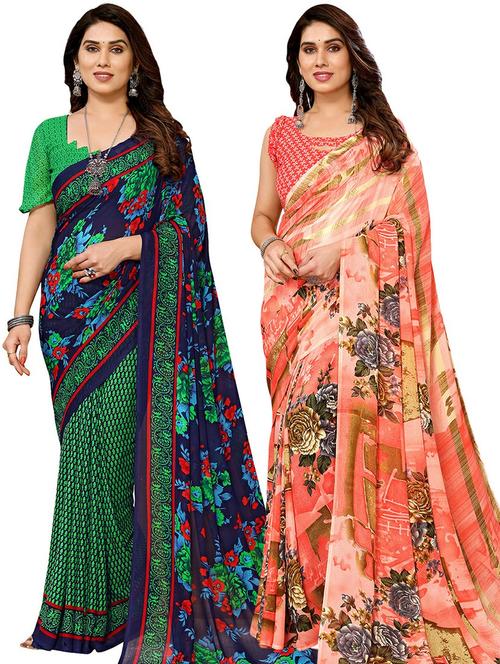  women pack of 2 casual wear combo sarees - 21441629 - Very Small Image - 1
