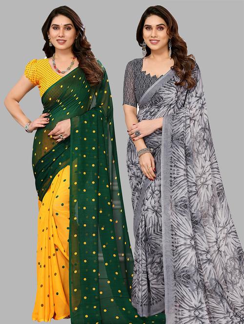 pack of 2 printed casual wear sarees - 21441633 - Very Small Image - 1