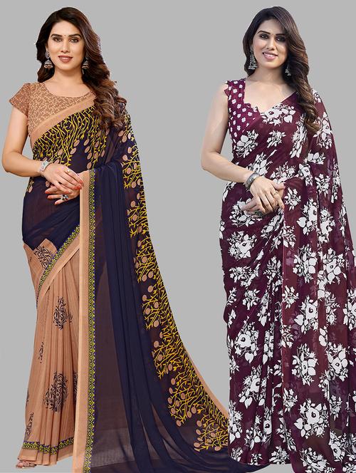  women pack of 2 casual wear combo sarees - 21441638 - Very Small Image - 1
