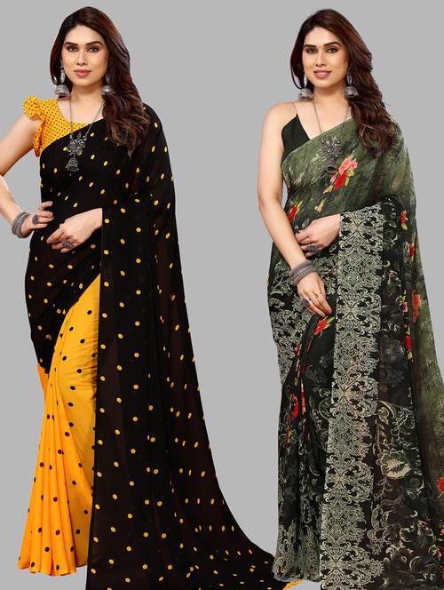 pack of 2 casual wear combo sarees with blouse - 21441642 - Very Small Image - 1