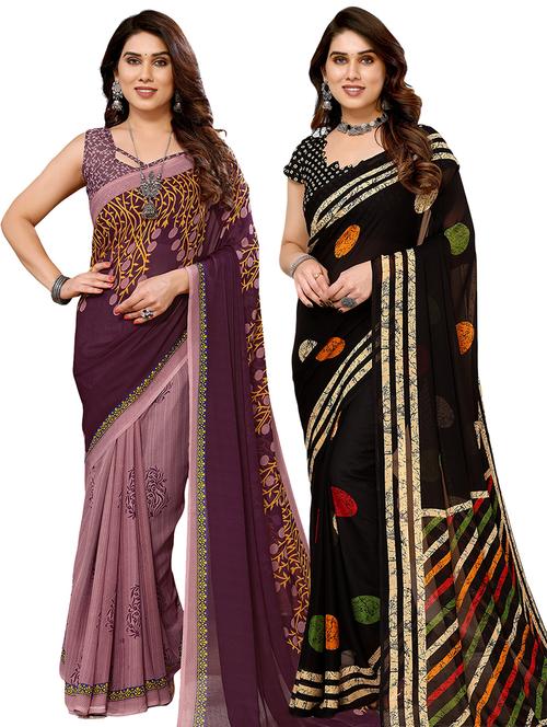  women pack of 2 casual wear combo sarees - 21441647 - Very Small Image - 1