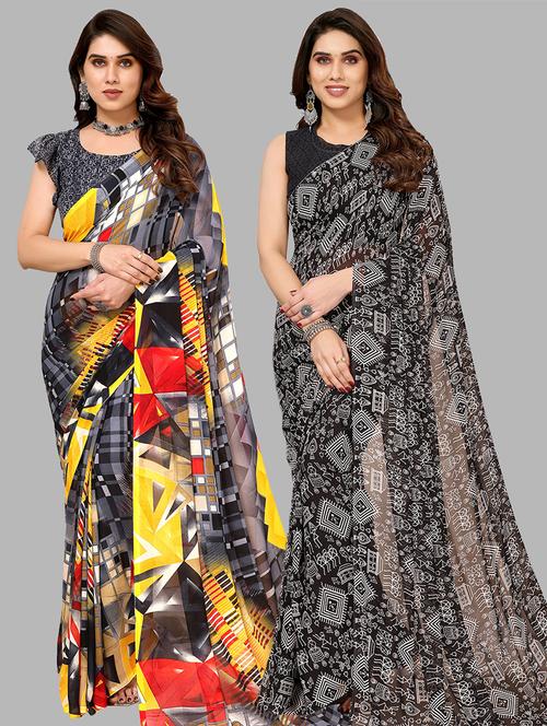  women pack of 2 casual wear combo sarees - 21441654 - Very Small Image - 1