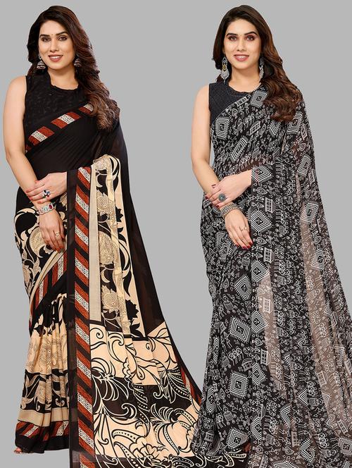  women pack of 2 casual wear combo sarees - 21441655 - Very Small Image - 1