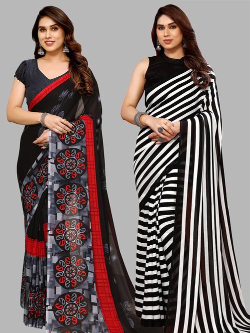  women pack of 2 casual wear combo sarees - 21441659 - Very Small Image - 1