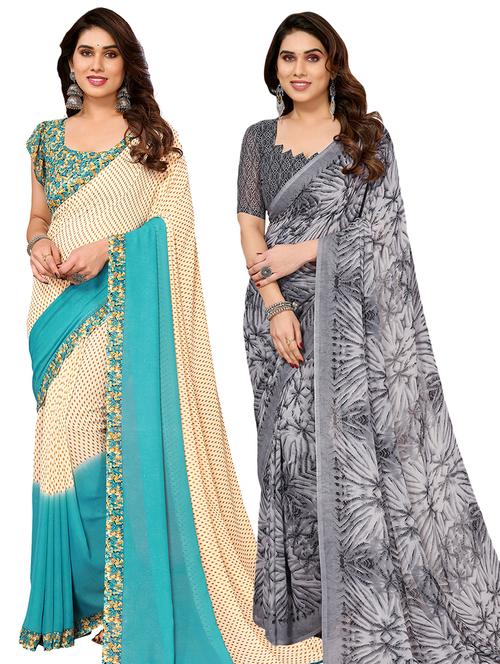  women pack of 2 casual wear combo sarees - 21441661 - Very Small Image - 1
