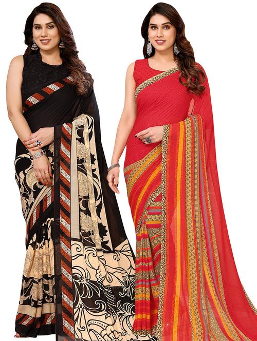 pack of 2 printed casual wear sarees - 21441662 - Very Small Image - 1