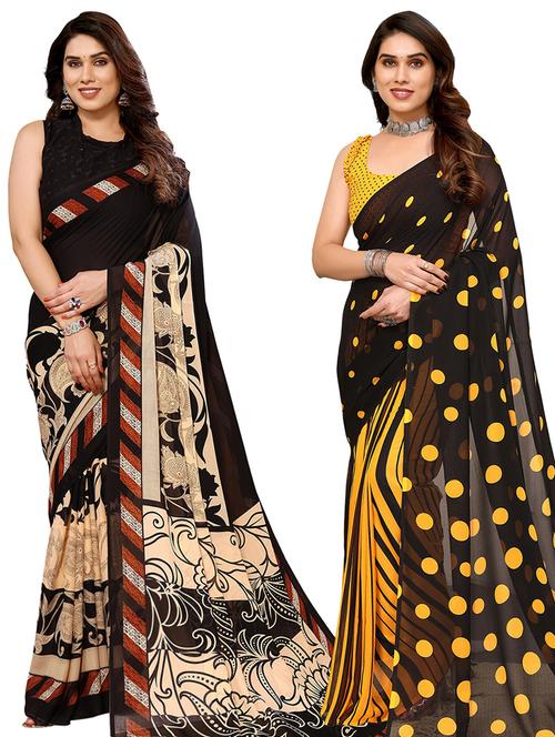 pack of 2 printed casual wear saree - 21441663 - Very Small Image - 1