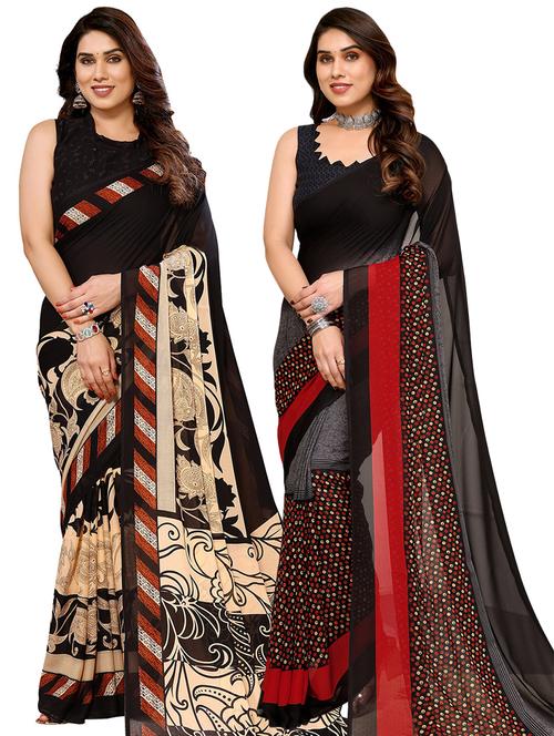  women pack of 2 casual wear combo sarees - 21441665 - Very Small Image - 1